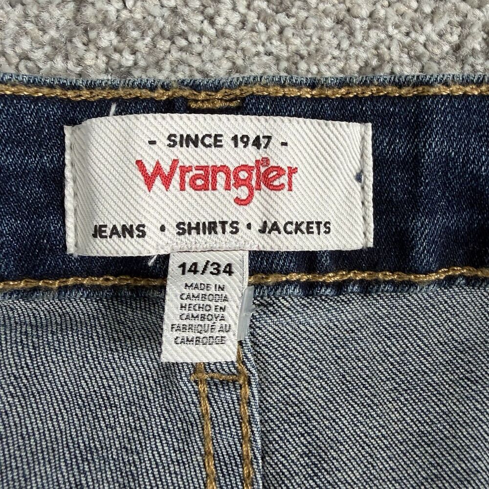 Wrangler High Rise Bootcut Jeans Womens Stretch Dark Wash Blue Size 14 32x27 NEW - Picture 7 of 14